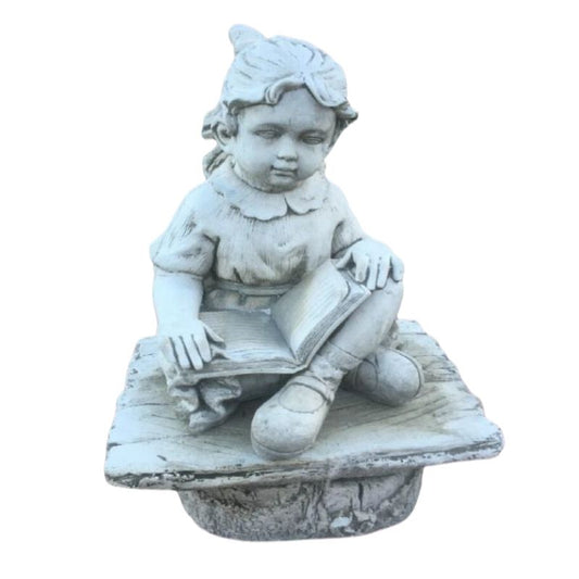 Girl Sitting Reading On Seat Statue  