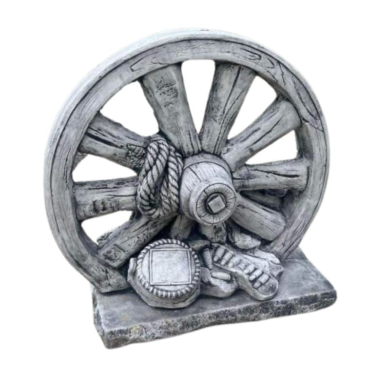 Small Wagon Wheel Statue  