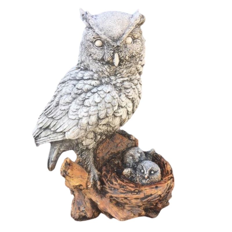 Nesting Owl 2 Tone Statue  