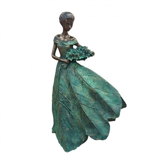 Resin Girl Holding Bouquet Statue