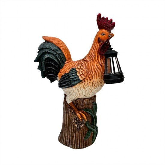 MgO Rooster with Solar Light 28.5x14.5x44cm Statue