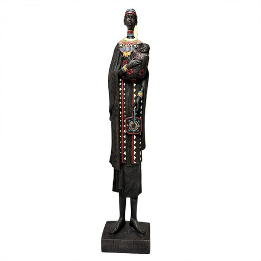 Resin African Ornaments Carrying a Baby Statue