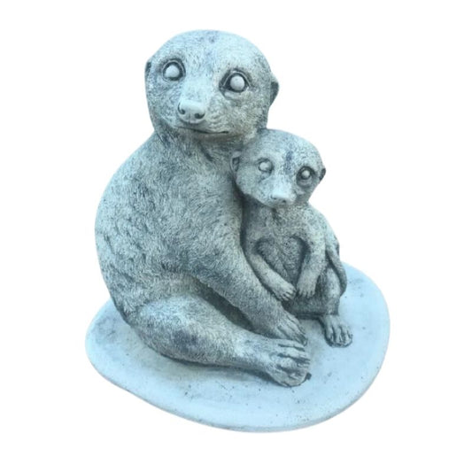 Sitting Meerkat And Baby Statue  