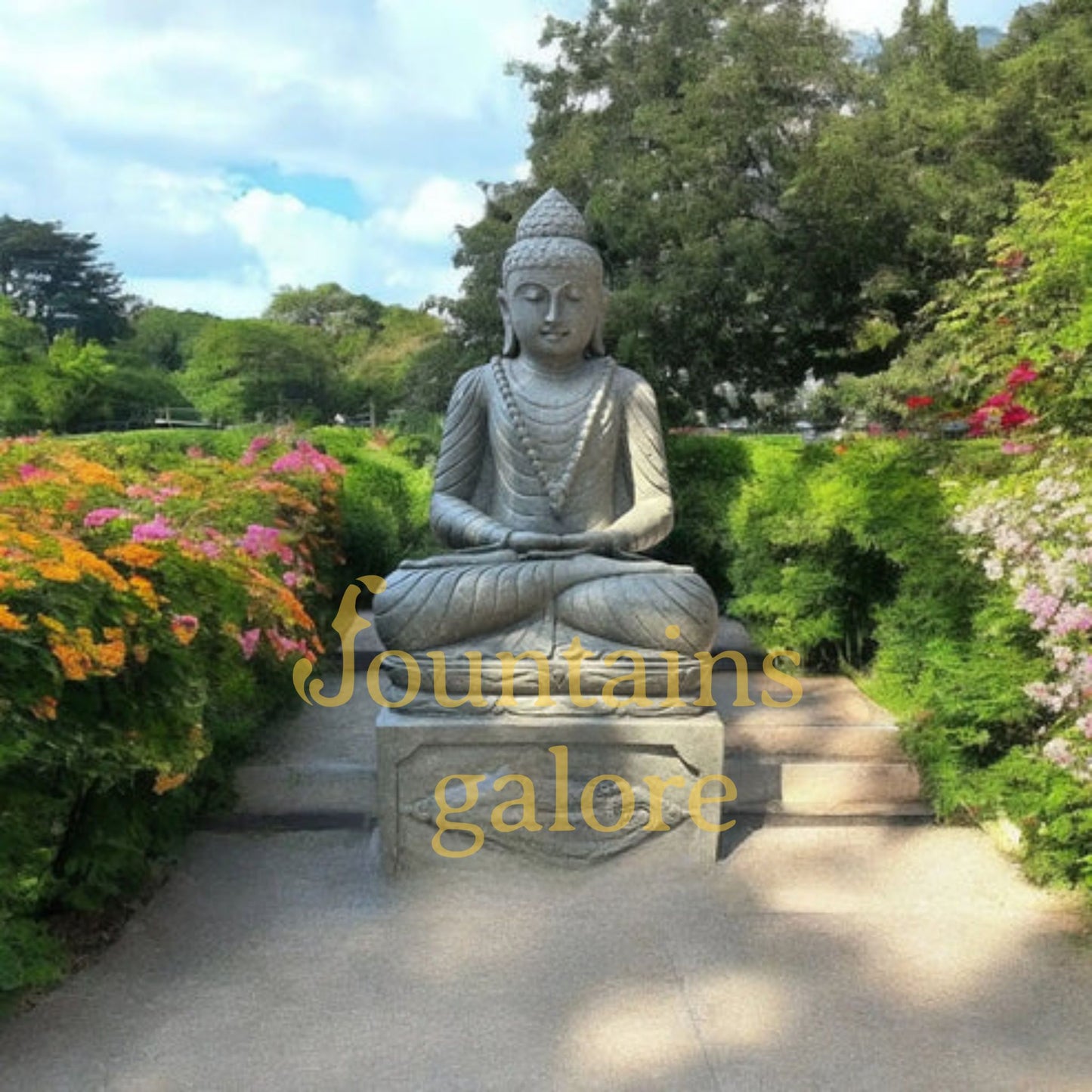 Sitting Buddha With Pedestal Statue  