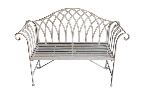 Garden Bench Seat Verona Metal Antique Cream Brush Décor  