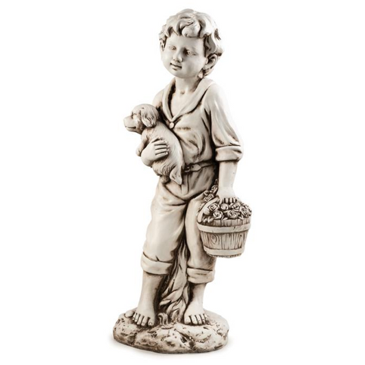 Boy with Dog - Large Statue  