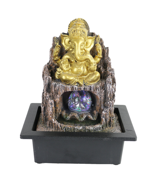 Wood Ganesha Water Feature  