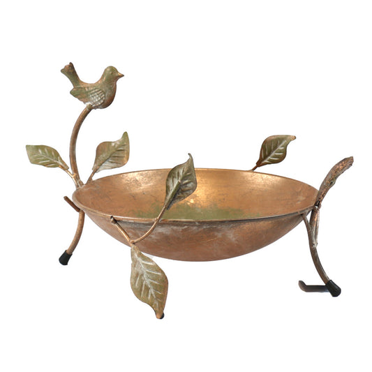 Leaf and Bird Birdbath Decor