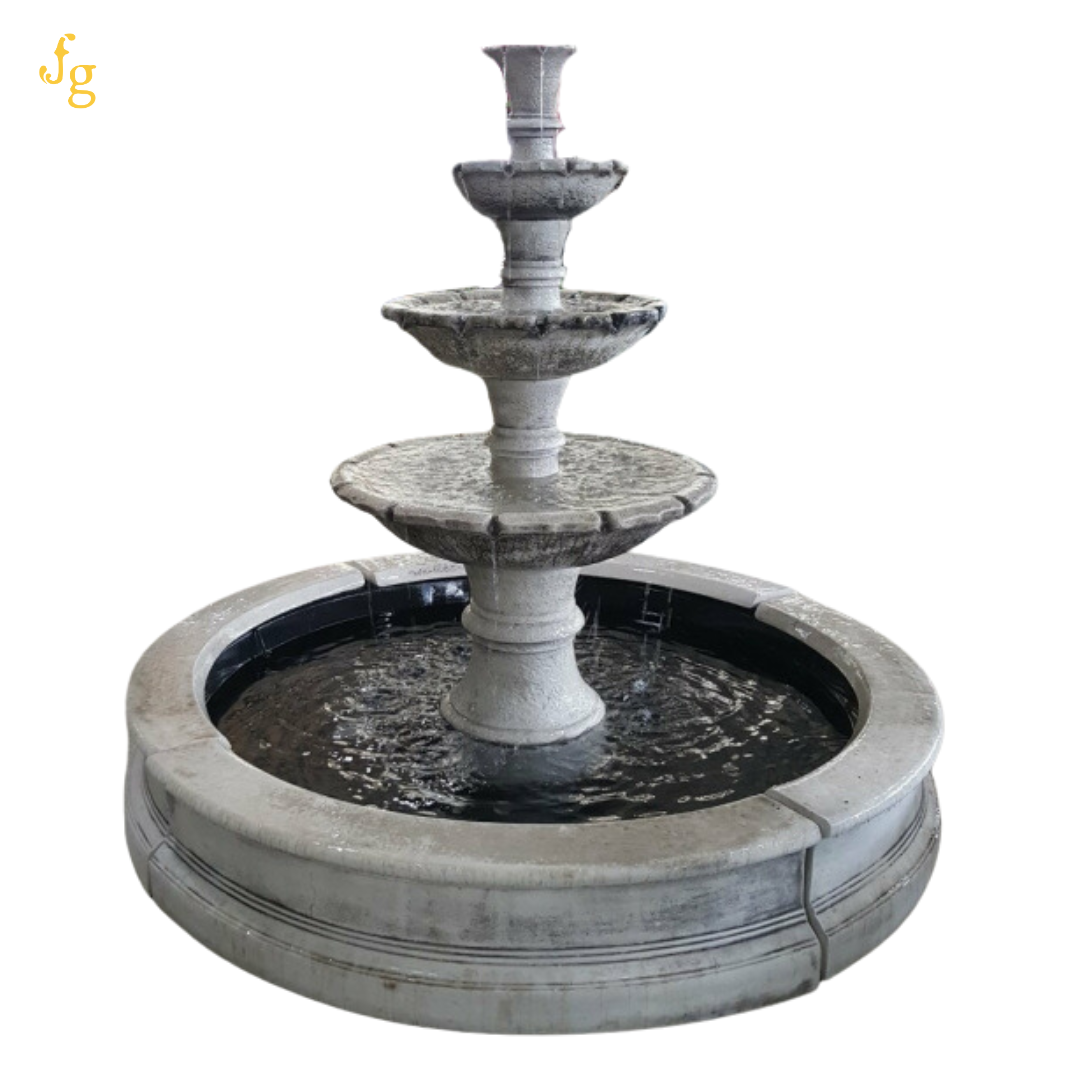 Hampton Fountain Water Feature w/ 1.5m Pond and Surrounds Standard (240V)