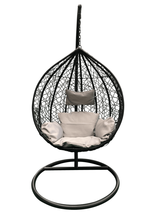 Nest Shape Egg Swing Chair Black Basket with Cushion Decor  