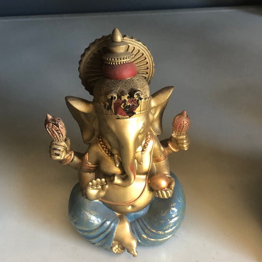 Sitting Blue Ganesha Statue Statue