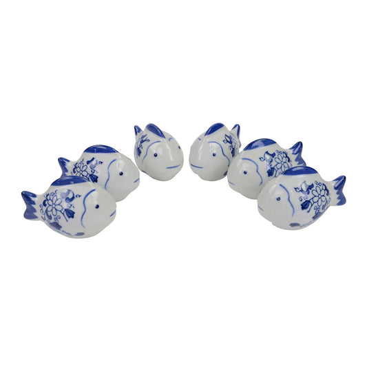 Medium Blue and White Floating Fish Decor