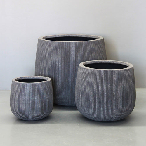 Rough Grey Vertical Stripe Sack Pot Pot  