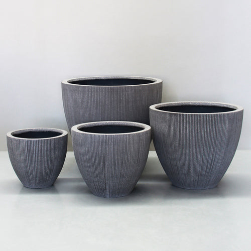 Rough Grey Vertical Stripe Egg Pot Pots & Planters  