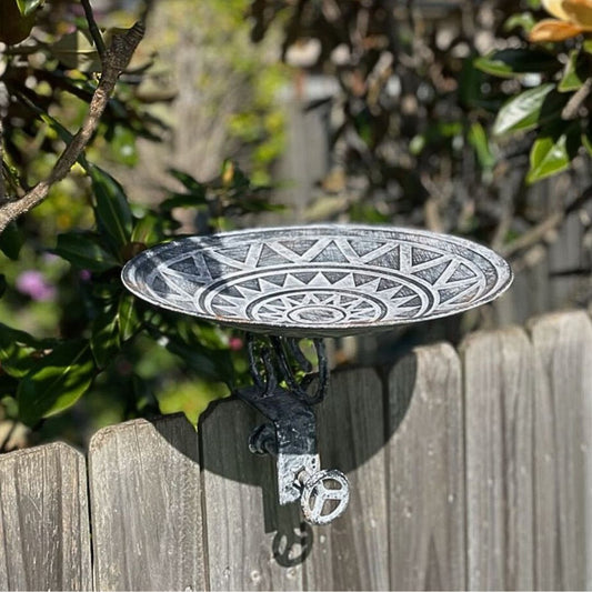 Mosaic Fence Bird Bath Decor  