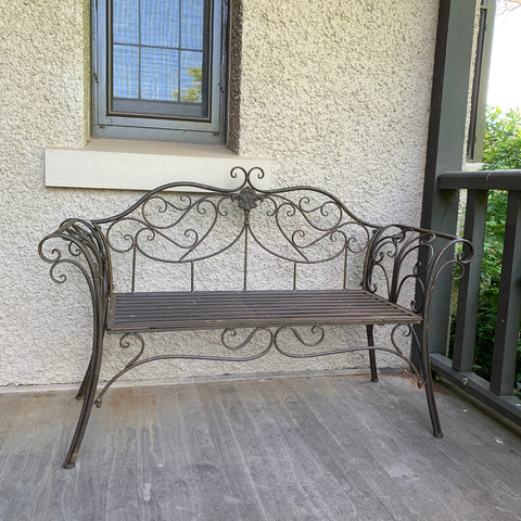 Garden Bench Seat Verona Metal Rustic Brown Décor  