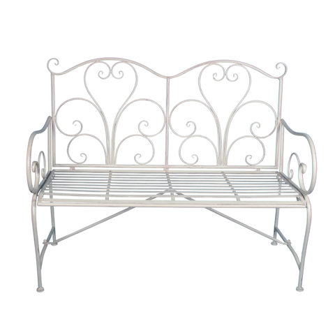 Garden Bench Adele Metal Cream Brush Décor  