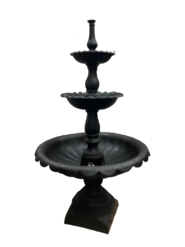 Three Tier Lisbon Fountain Water Feature No Pump Black