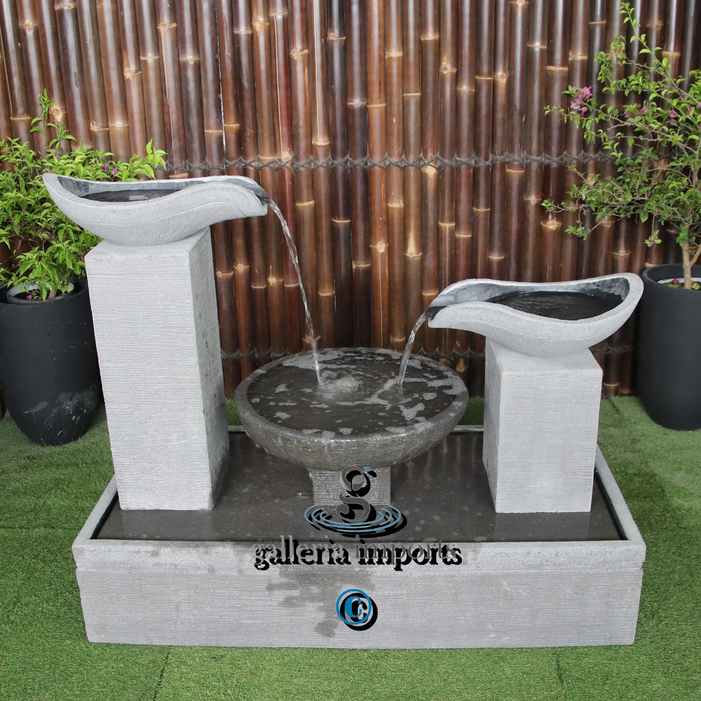 Double Wave Fountain Water Feature Grey Standard (240V)